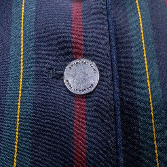 Shanghai Tang M Stripe Mandarin Blazer Jacket Navy - Picture 6 of 13